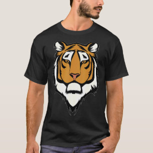 Camiseta Cabeça Tigre Cabeça Grande Gatos Impressão Predato