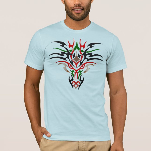 Camiseta cabeça tribal do dragão (Frente)