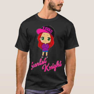 Camiseta Cabeça Vermelha Cor-de-rosa-rosa Kawaii Hat Chibi
