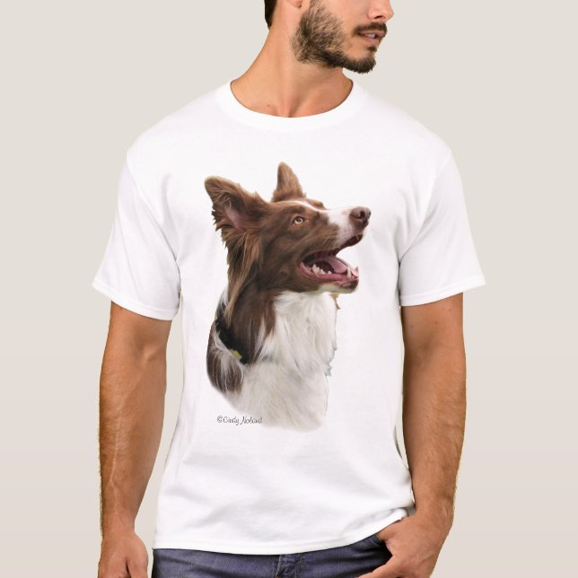 Camiseta Cabeça vermelha de border collie no t-shirt (Frente)