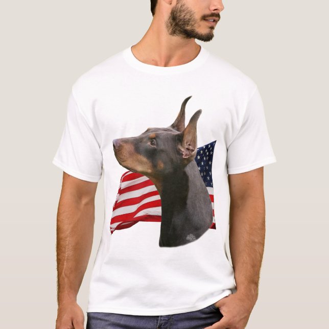 Camiseta Cabeça vermelha do Pinscher do Doberman com (Frente)