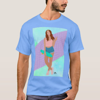 Camiseta Cabeça-vermelha legal com skate