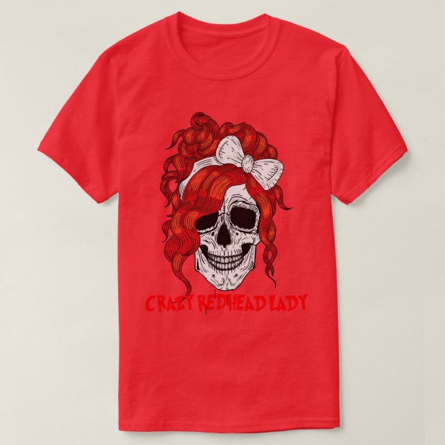 Camiseta Cabeça Vermelha Maluca - Caveira (Frente do Design)
