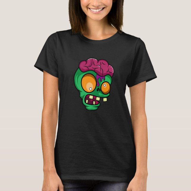 Camiseta Cabeça Zombie Obcecada Com Zombies (Frente)
