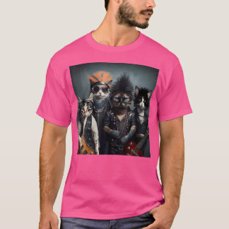 Camiseta Cabeçalho Pesado Gaivota Gatos Meowtais Duros Band