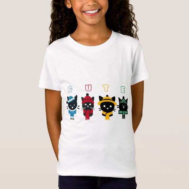Camiseta Cabeças de gatinhos coloridos (Frente)