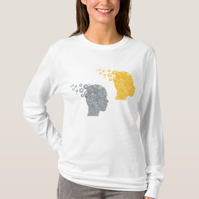 Camiseta Cabeças de Roda Dentada de Poder Cerebral Steampun (Frente)