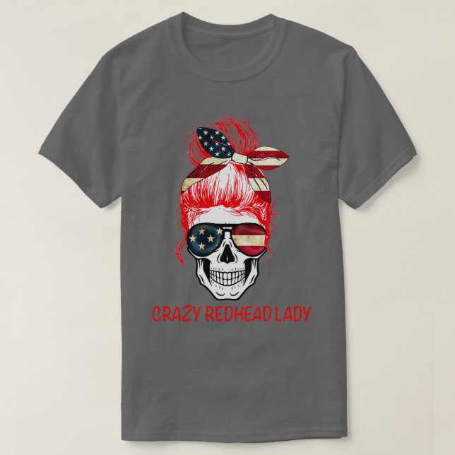 Camiseta CabeçaVermelhaLoucaDamaCrânio (Frente do Design)