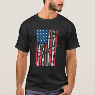 Camiseta Cabeleireiro Americano Orgulhoso Trabalhador de Sa
