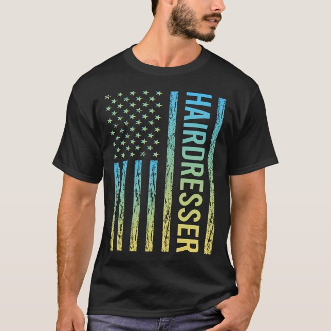 Camiseta Cabeleireiro Azul Amarelo (Frente)