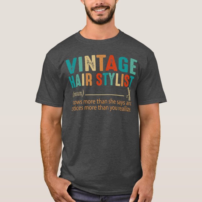 Camiseta Cabeleireiro Stylist Barber Noun 60s 70s (Frente)