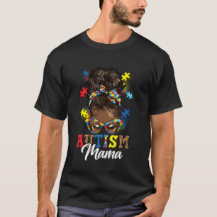 Camiseta Cabelo Black Afro Mulheres Autismo Mamãe Autismo C