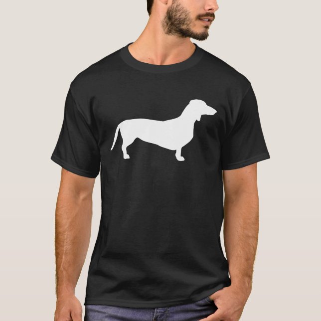 Camiseta Cabelo Curto Dachshund - Silhouette 2 (Frente)