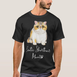 Camiseta Cabelo Curto Exótico Mãe Gato Gato Gato-Mãe Gatinh