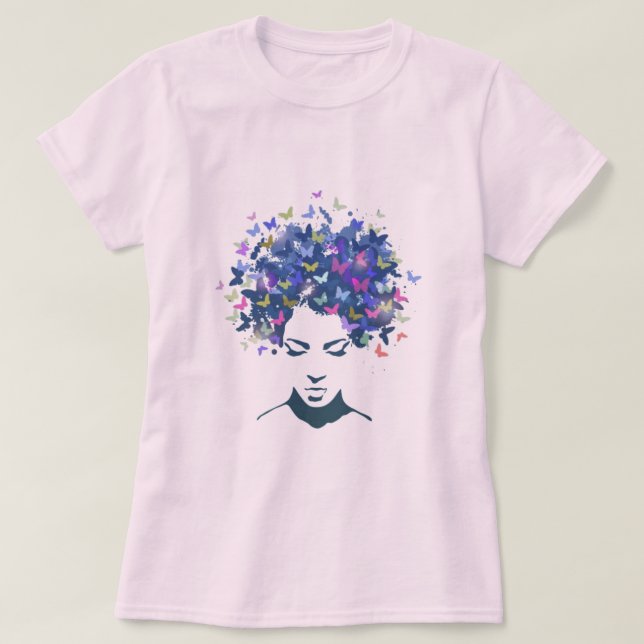 Camiseta Cabelo das Borboletas T-Shirt (Frente do Design)