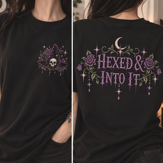 Camiseta Cabelo de Bruxa Hexed & Into It Crânio Gótico (Criador carregado)