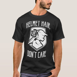 Camiseta Cabelo de capacete Não se importe de moto de saia