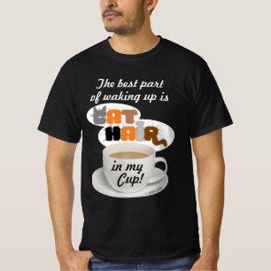 Camiseta Cabelo De Gato Na Minha Xícara De Gato Humorístico