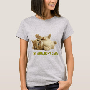 Camiseta Cabelo de Gato Não se importa com a comida laranja