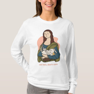 Camiseta Cabelo de gato não se importa com Mona Lisa 