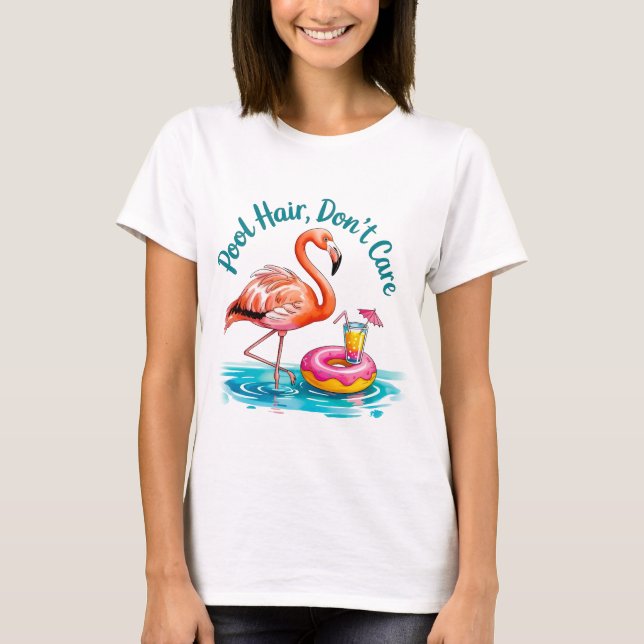 Camiseta Cabelo de Piscina, Não Me Importo  (Frente)
