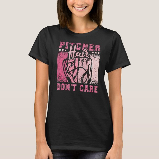 Camiseta Cabelo de Pitcher Não se importa com moça de Softb (Frente)