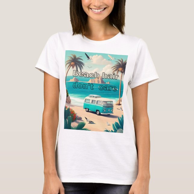 Camiseta Cabelo de praia, não me importo (Frente)