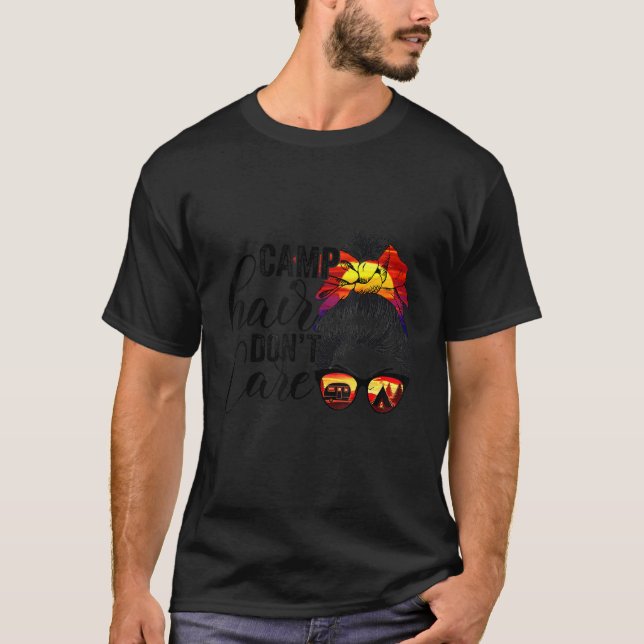 Camiseta Cabelo do Camp Mensageiro Não se importe de acampa (Frente)
