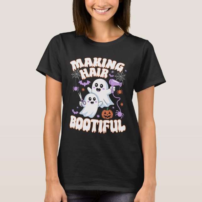 Camiseta Cabelo fazer Bootiful Halloween Spooky Ghosts Hair (Frente)