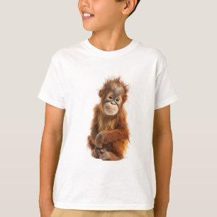 Camiseta Cabelo Gengibre Selvagem Orangotango Primata Bebês