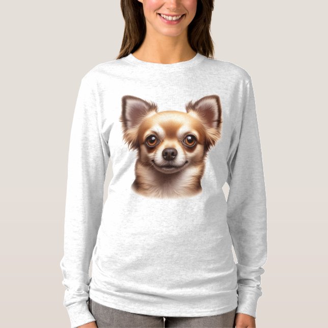 Camiseta Cabelo longo Cão Chihuahua (Frente)