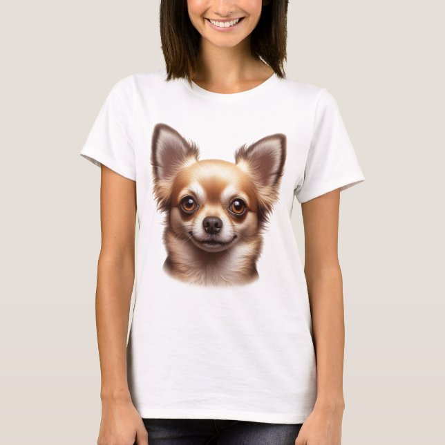 Camiseta Cabelo longo Cão Chihuahua (Frente)