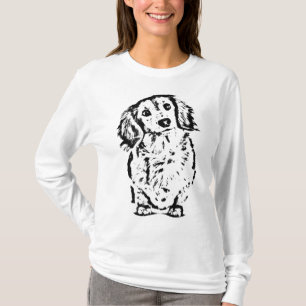 Camiseta Cabelo Longo Dachshund Lover Doxie Mãe Pai Cute