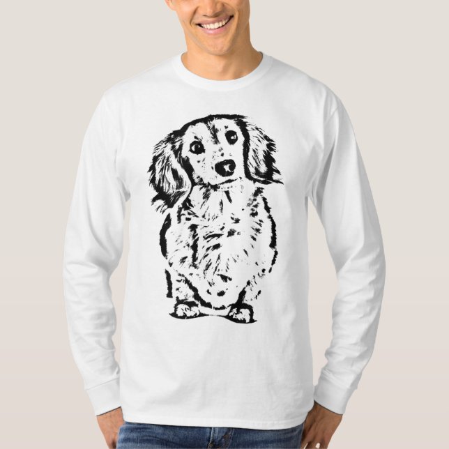 Camiseta Cabelo Longo Dachshund Lover Doxie Mãe Pai Cute (Frente)