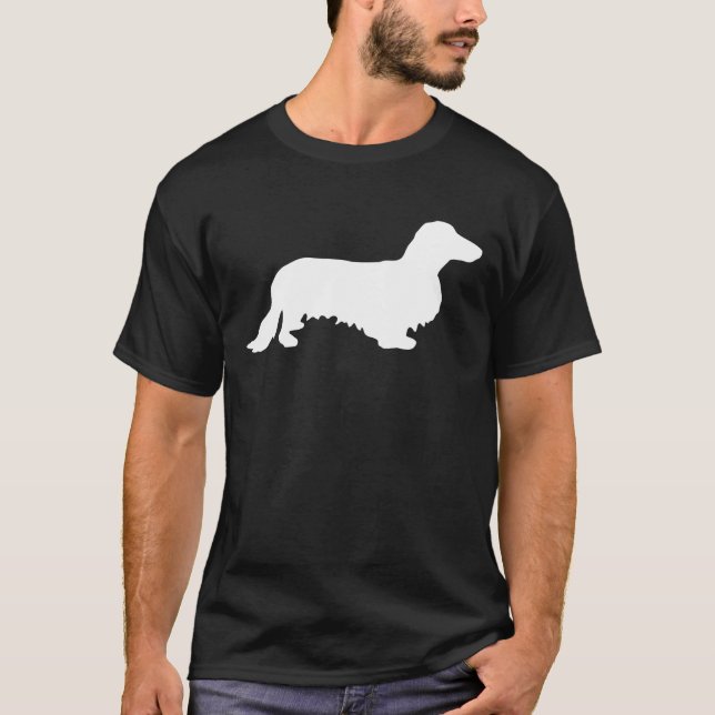 Camiseta Cabelo Longo Dachshund - Silhouette 2 (Frente)