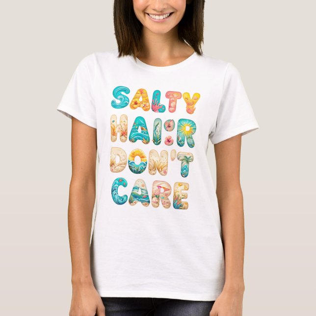 Camiseta Cabelo salgado Não se importa - Bold Beach Vibes G (Frente)