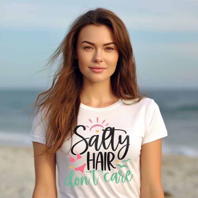 Camiseta "Cabelo salgado não se importa" Vida na praia (Criador carregado)