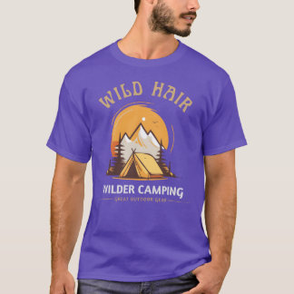Camiseta Cabelo selvagem Camping selvagem mulheres família