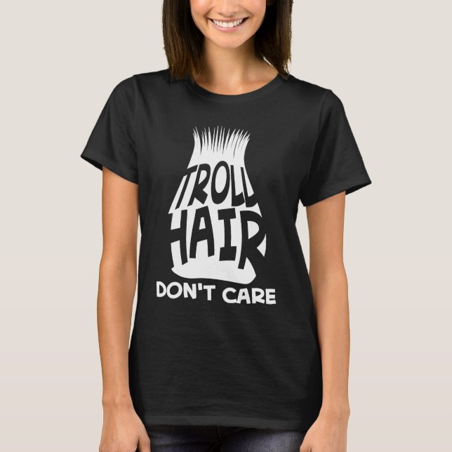 Camiseta Cabelo troll Não se importa Crianças Meninas Menin (Frente)