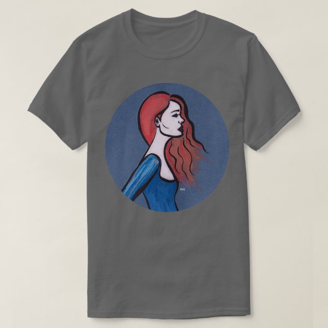 Camiseta Cabelo Vermelho no Azul (Frente do Design)