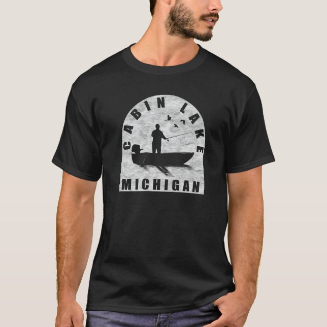 Camiseta Cabin Lake Fisheries Michigan (Frente)