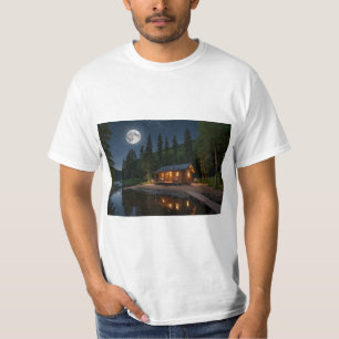 Camiseta Cabina no bosque à noite