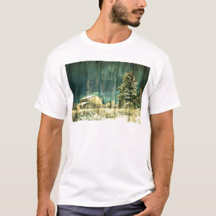 Camiseta Cabine de cabana de madeira de galhardetes, verde 