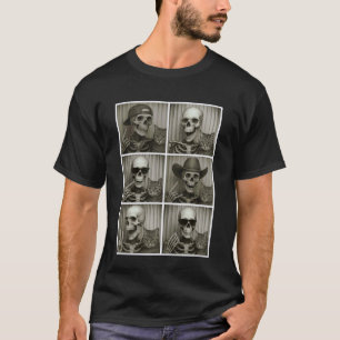 Camiseta Cabine de Foto de Gato Esqueleto Divertida e Legal