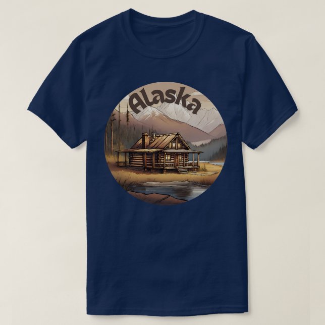 Camiseta Cabine de registro nas montanhas do Alaska TShirt (Frente do Design)