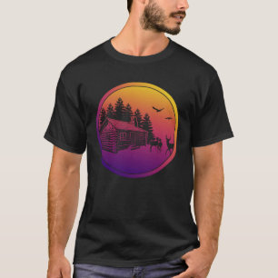 Camiseta Cabine do Log Retrowave da Floresta Synthwave