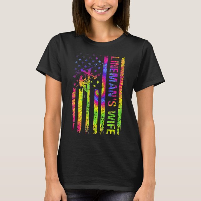 Camiseta Cablagem Elétrica da Esposa de Rad Lineman, bandei (Frente)