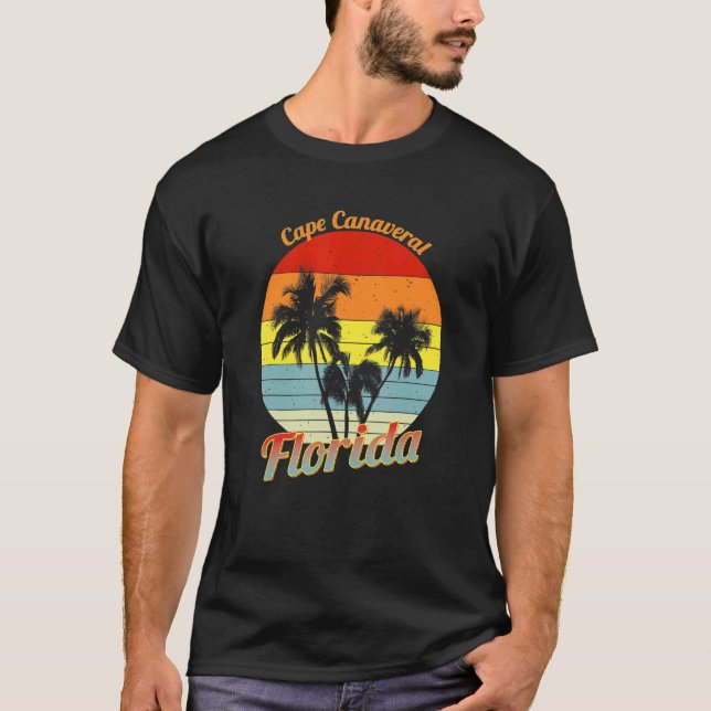 Camiseta Cabo Canaveral Florida Retro Tropical Palm Trees V (Frente)