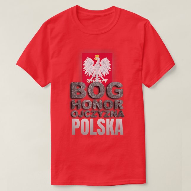 Camiseta Cabo De Armas Polonês Polska GOD HONOR FATHERLAND (Frente do Design)