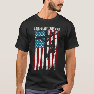 Camiseta Cabo Elétrico Linha Bandeira Americana Patriótica